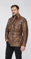Giacca lunga biker in pelle