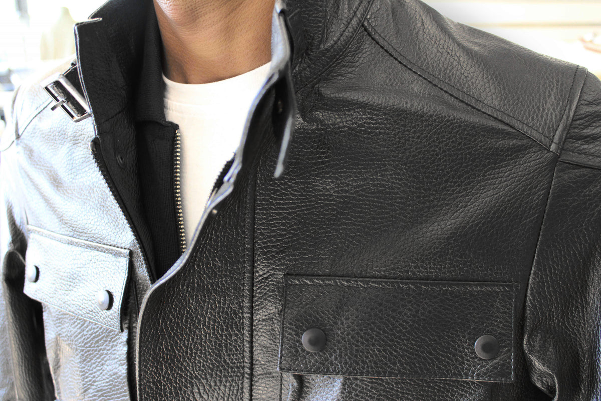 Giacca lunga biker in pelle