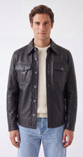 Giacca  a camicia in pelle