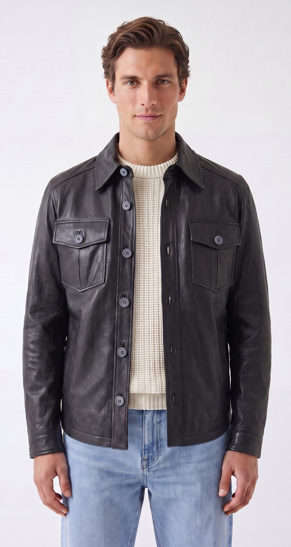 Giacca  a camicia in pelle
