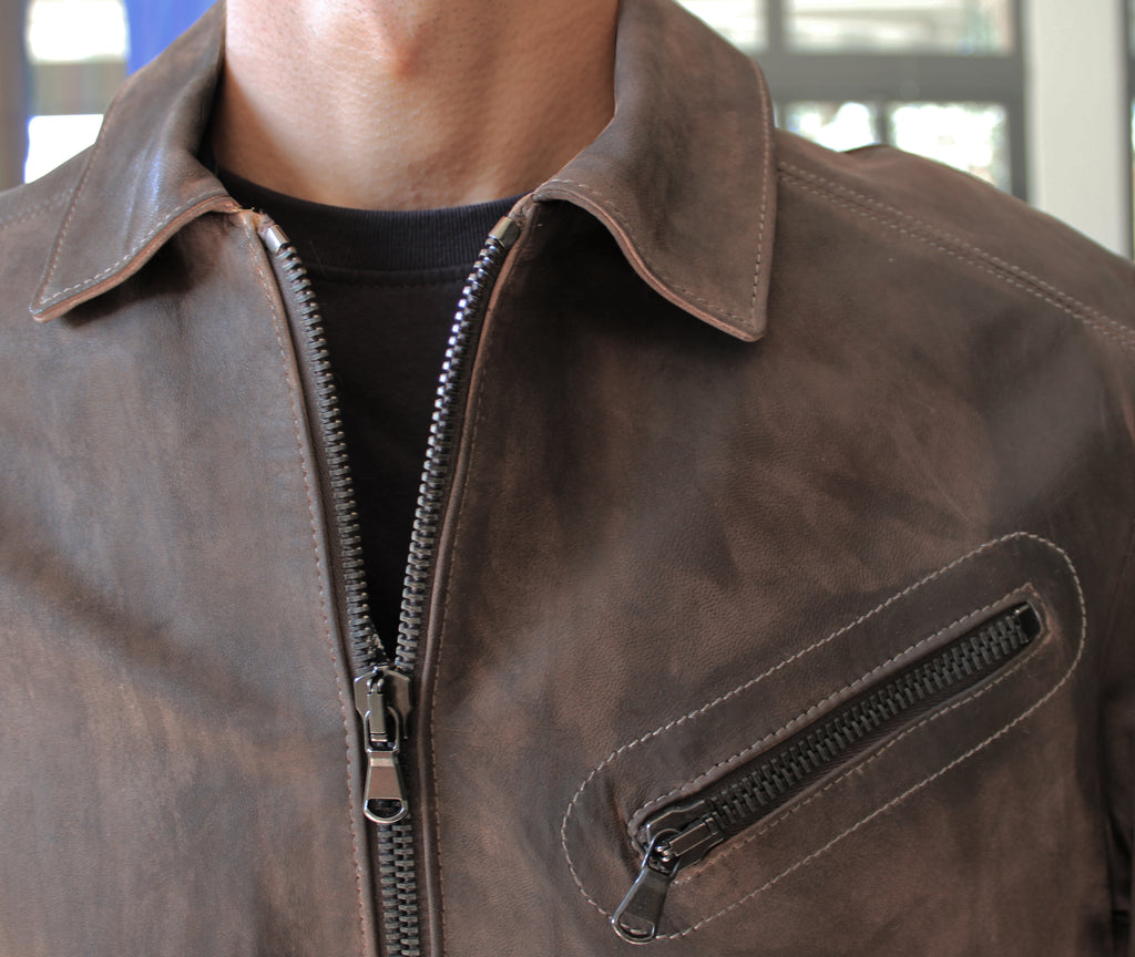 Giacca in pelle con zip