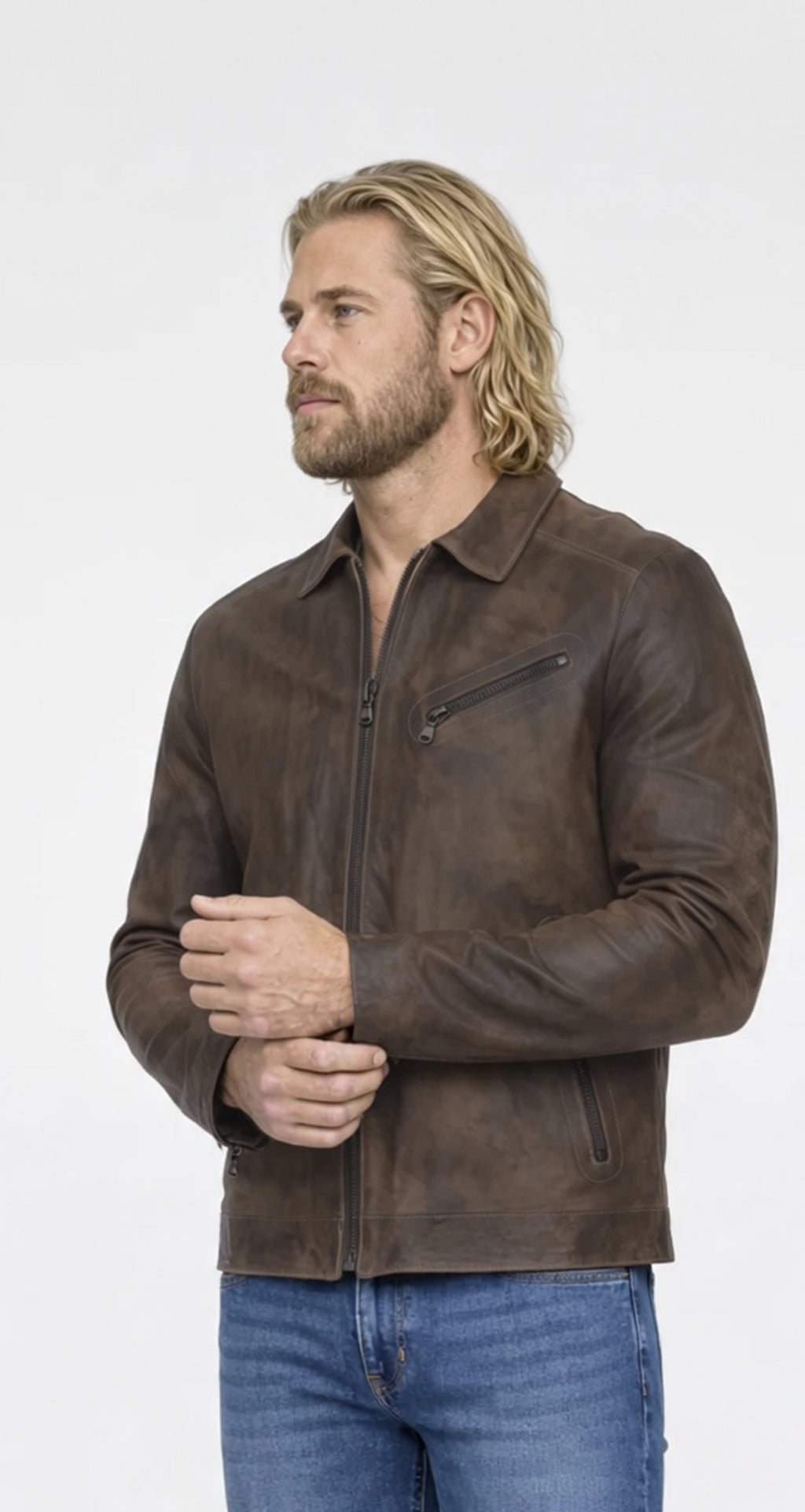 Giacca in pelle con zip