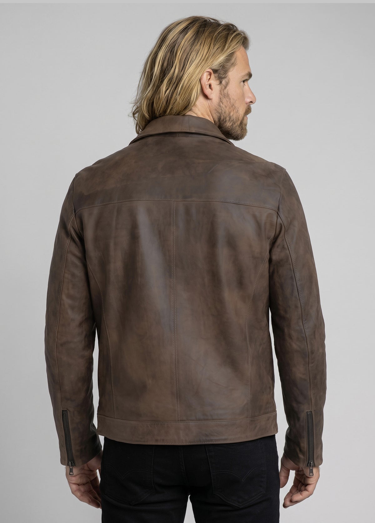Giacca in pelle con zip