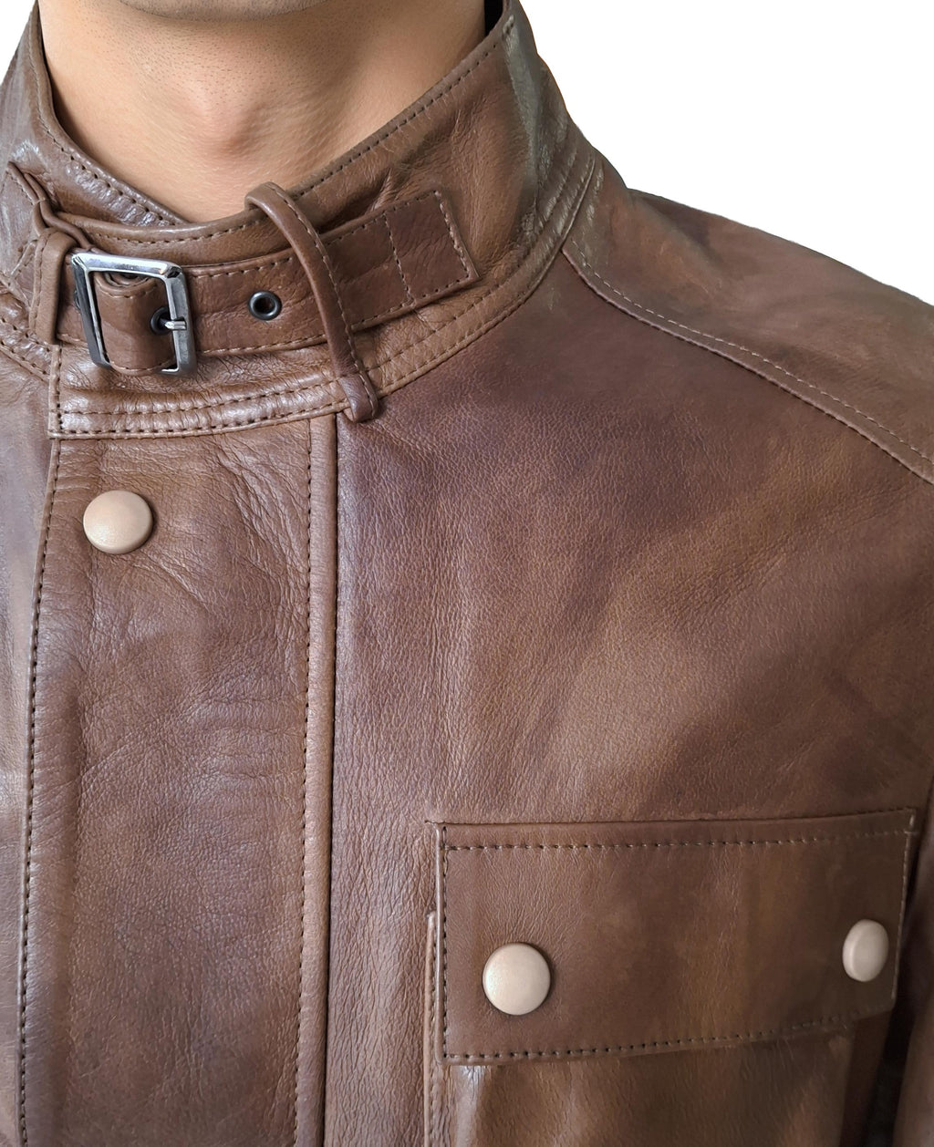 Giacca lunga biker in pelle