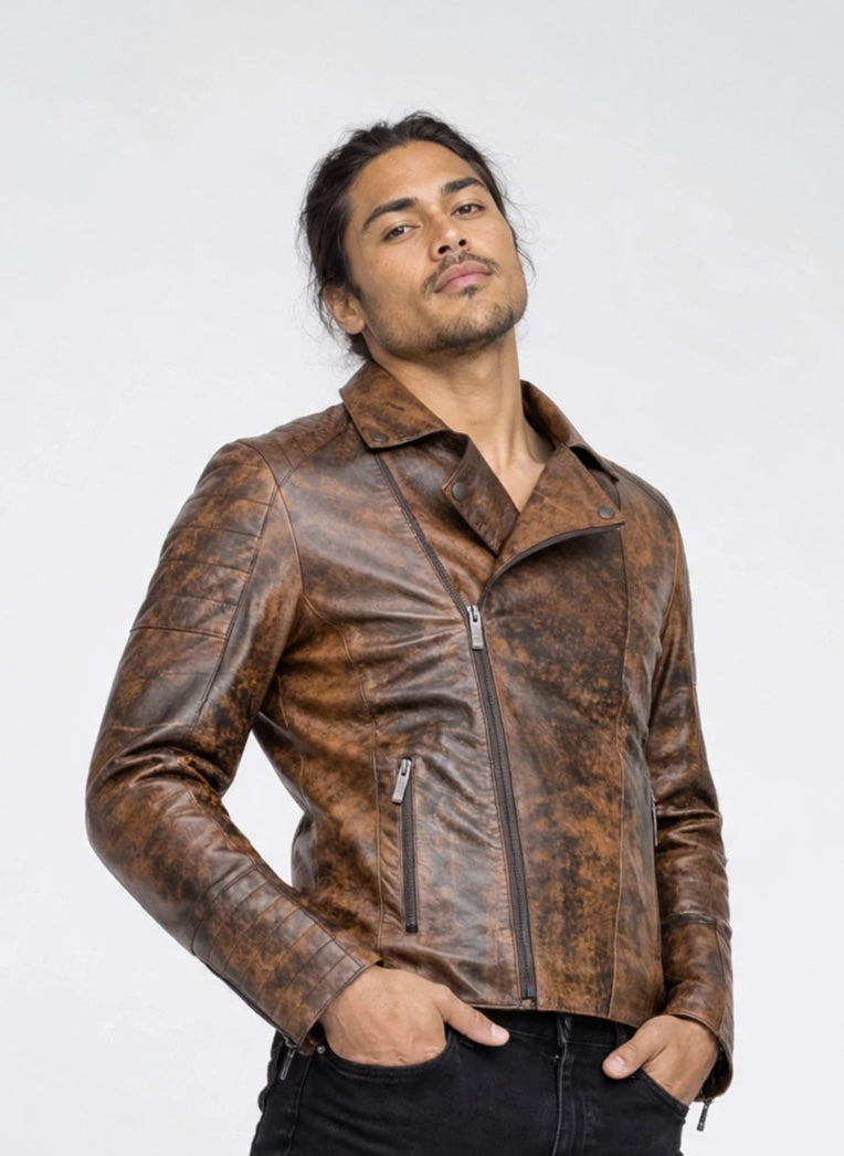 Giacca biker in pelle